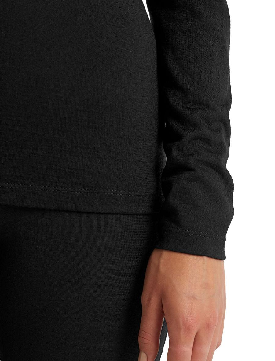 Base Layers Icebreaker Merino 200 Oasis Long Sleeve Half Zip Thermal Top Damskie Czarne | PL 1043DFMN